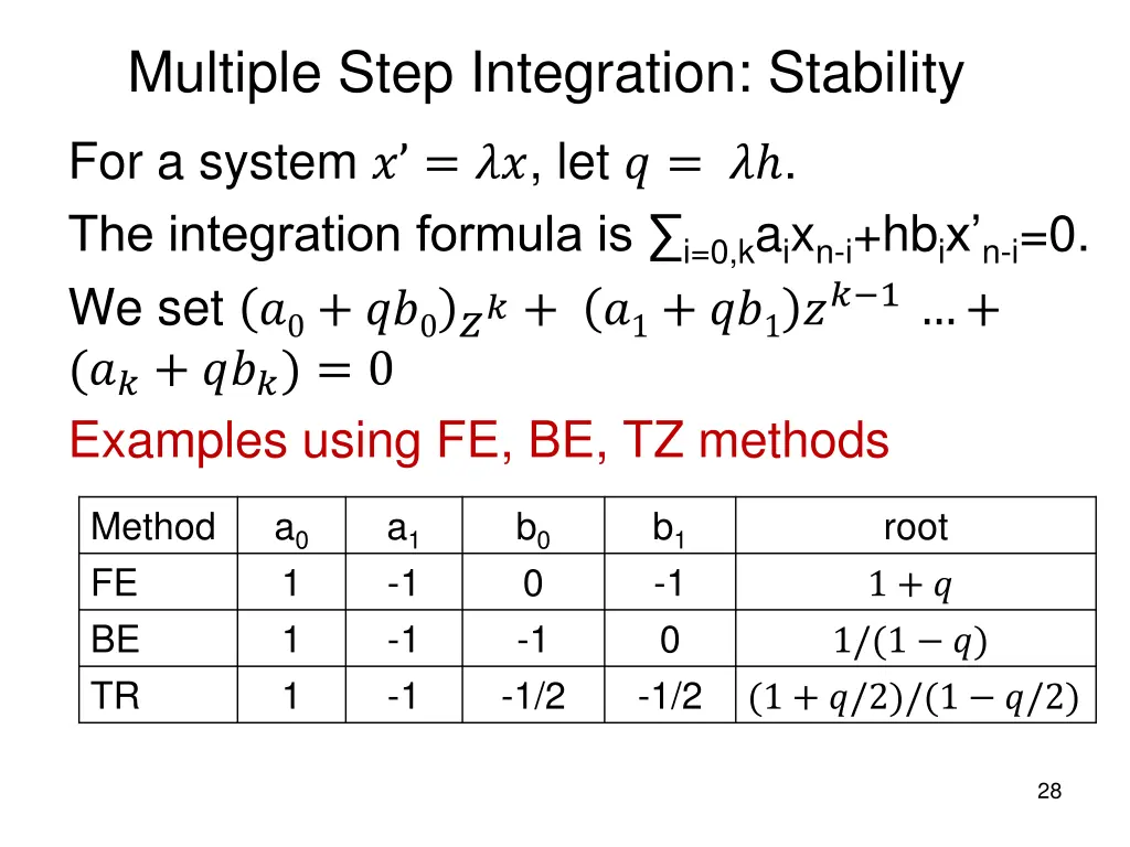 multiple step integration stability 1