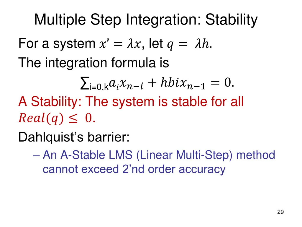 multiple step integration stability 2