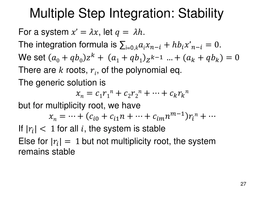 multiple step integration stability