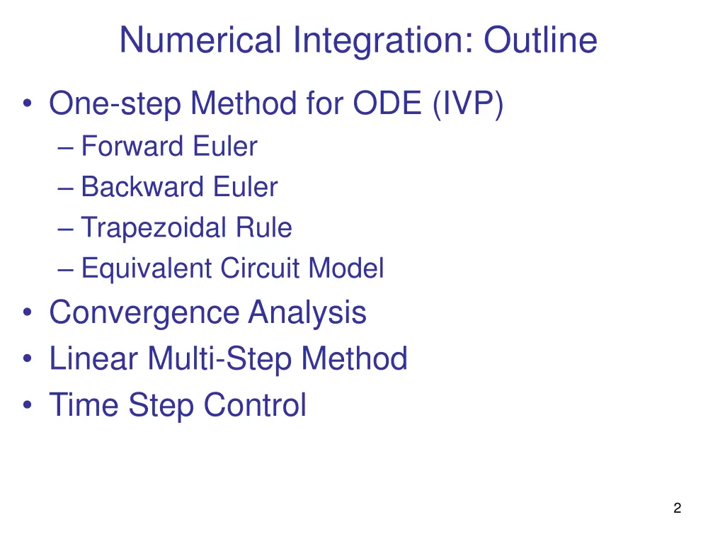numerical integration outline