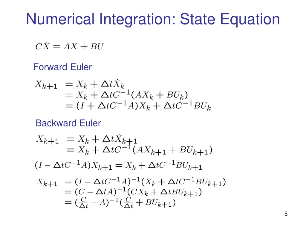 numerical integration state equation