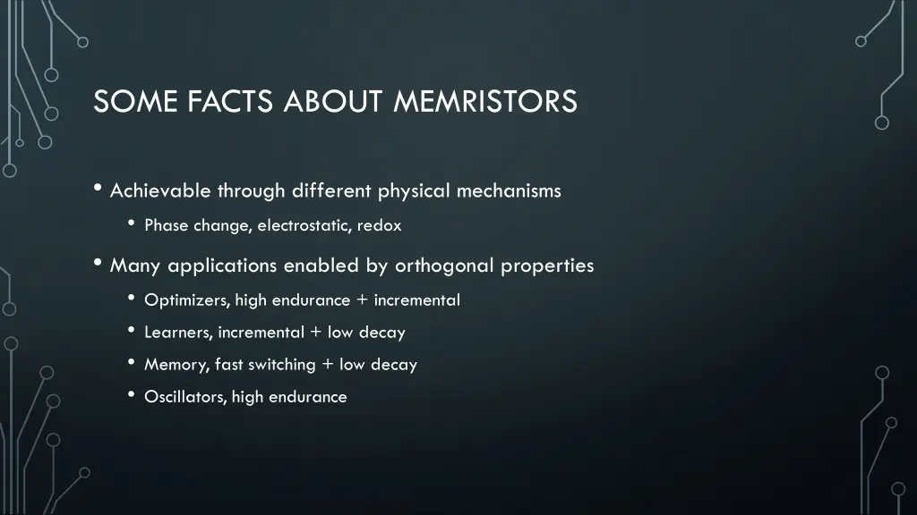some facts about memristors