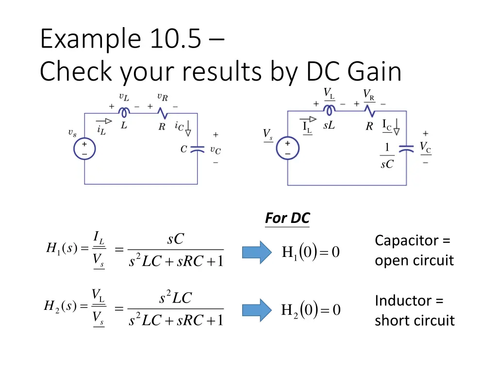 example 10 5 check your results by dc gain