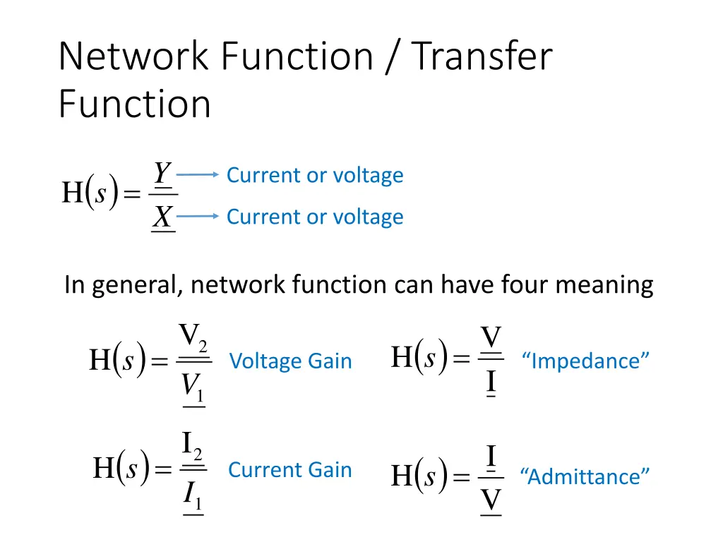 network function transfer function 2
