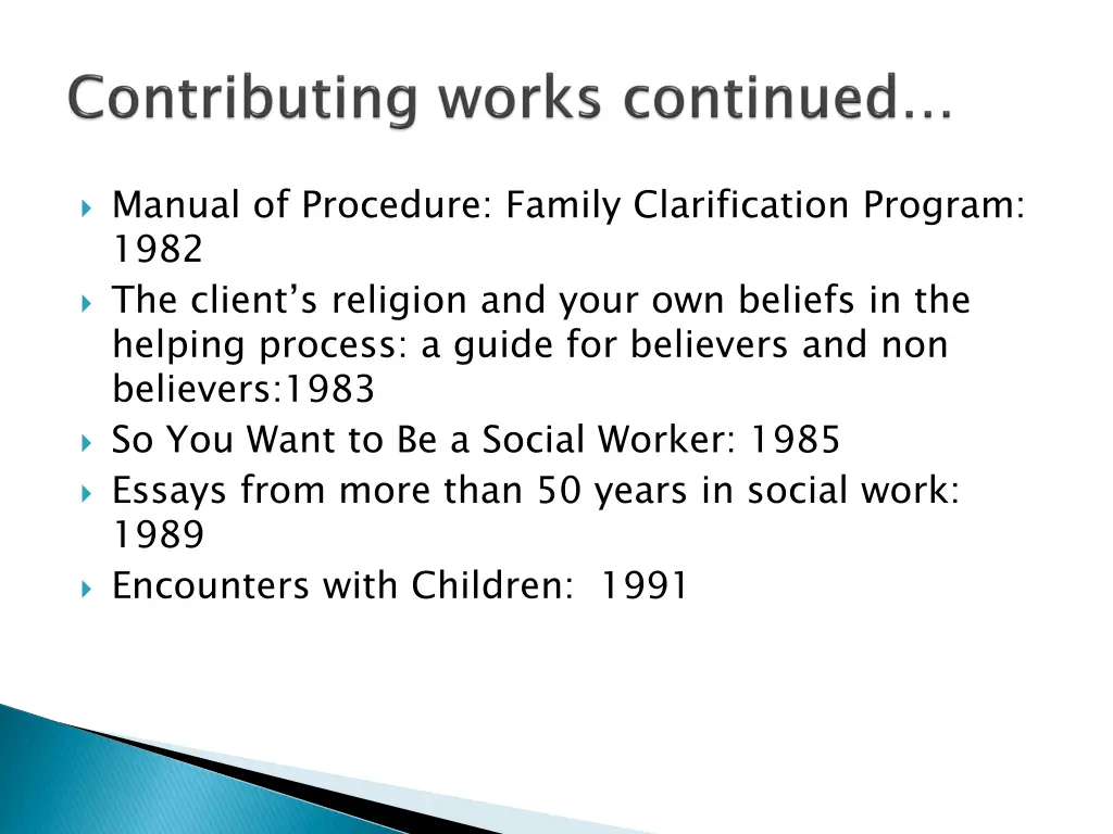 manual of procedure family clarification program