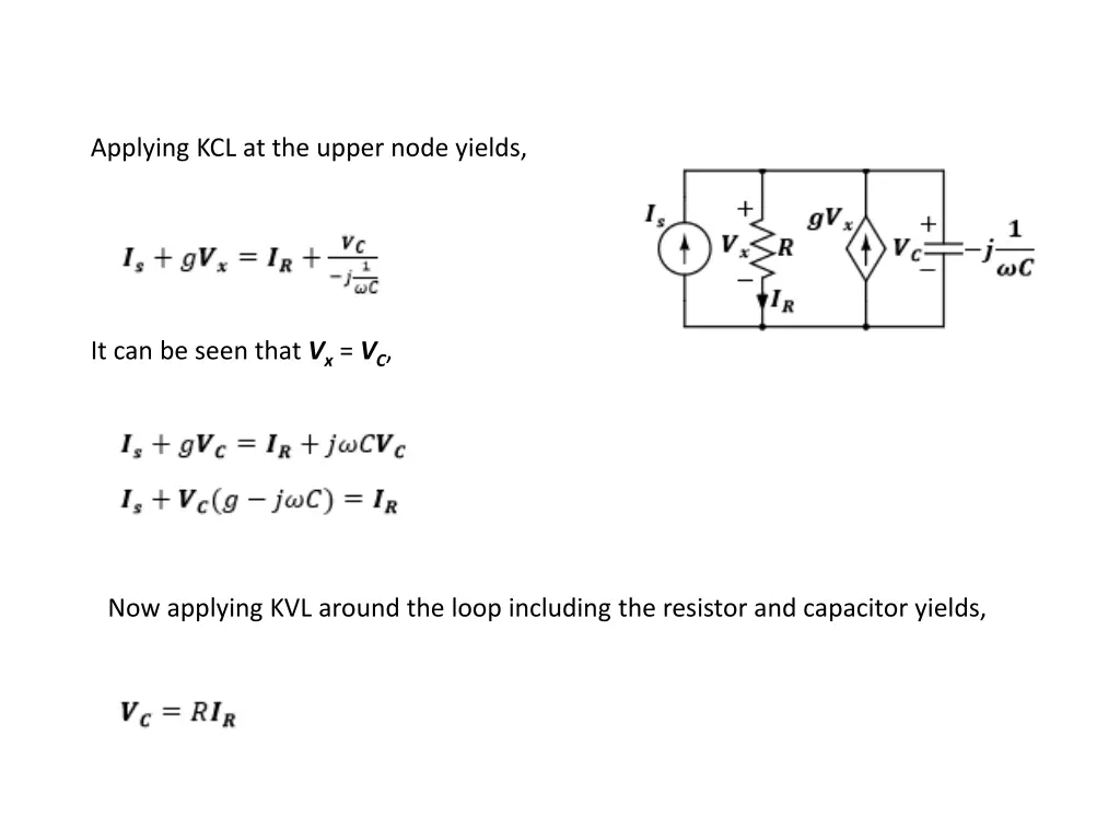 applying kcl at the upper node yields