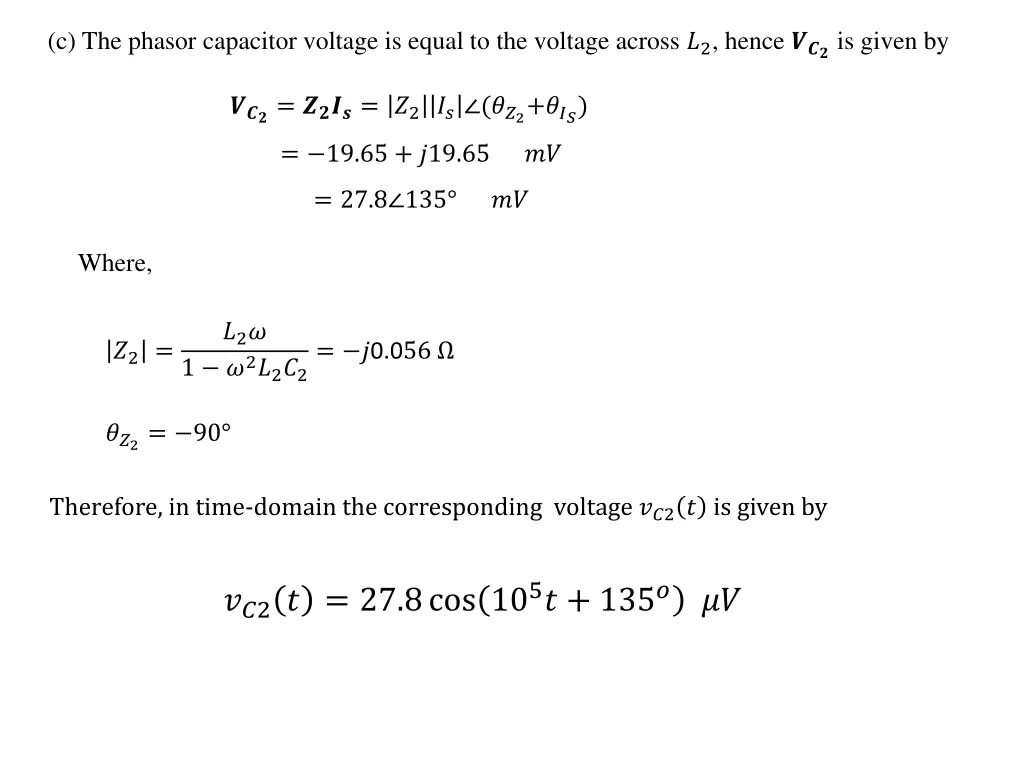 c the phasor capacitor voltage is equal