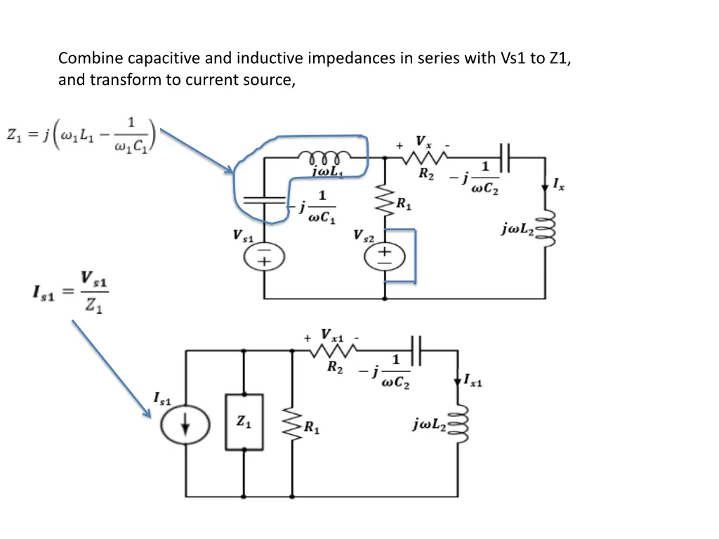 combine capacitive and inductive impedances