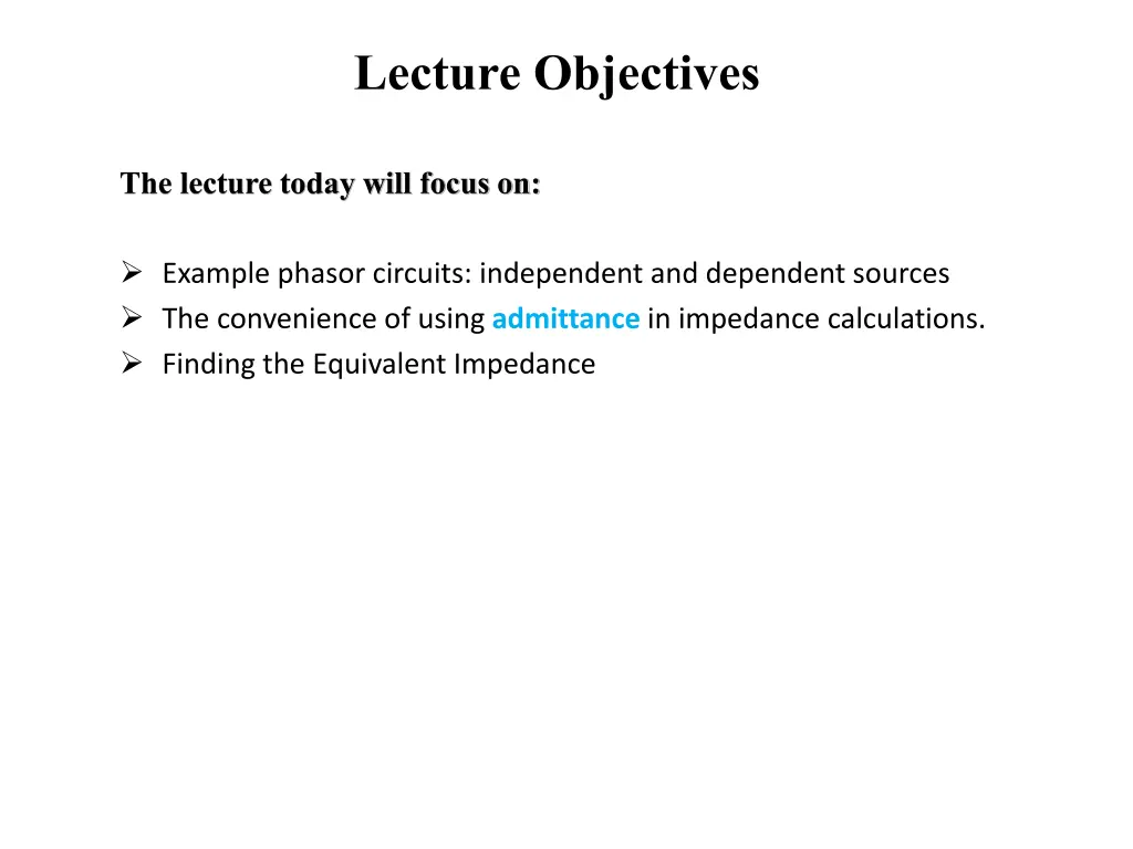 lecture objectives