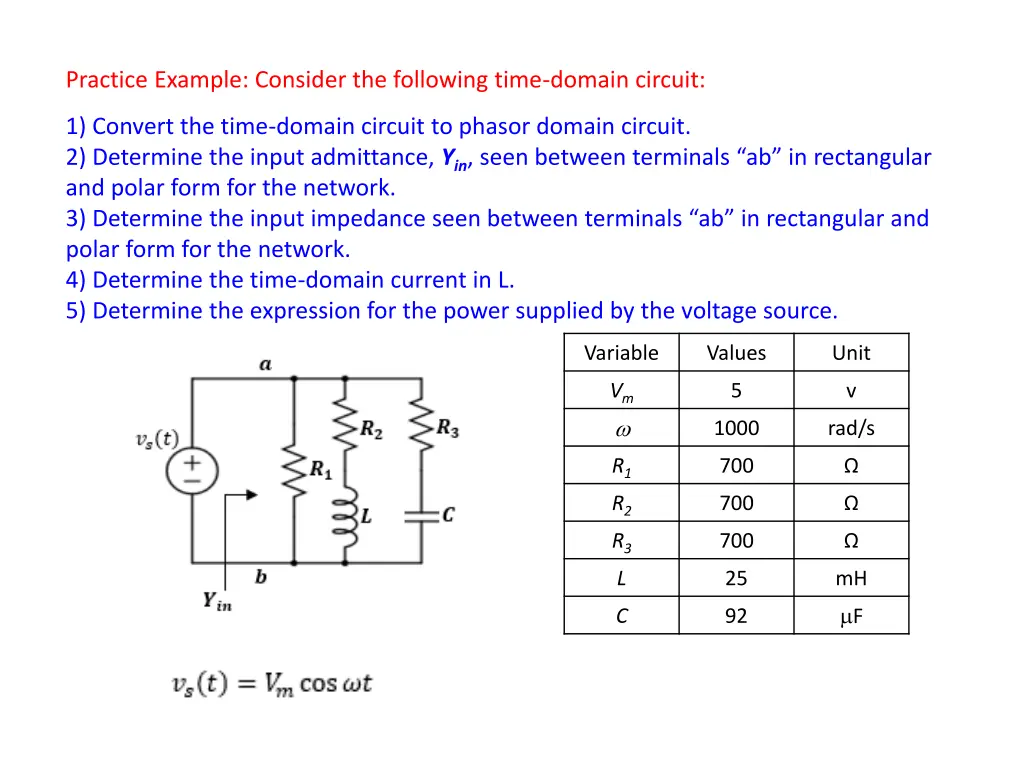 practice example consider the following time