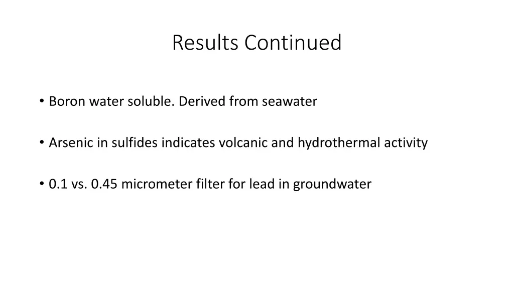 results continued