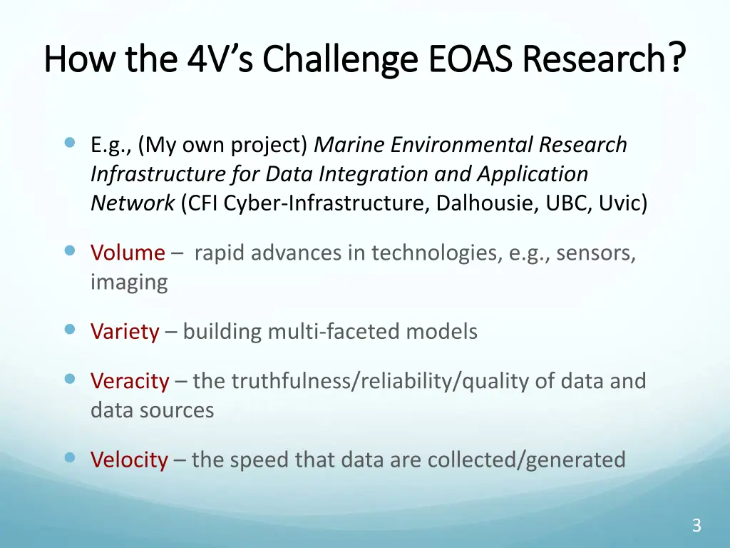 how the 4v s challenge eoas research