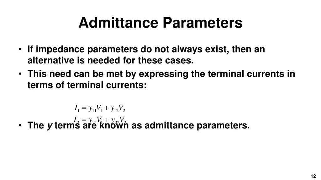 admittance parameters