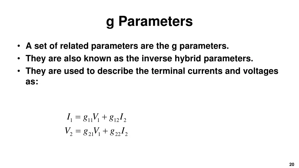 g parameters