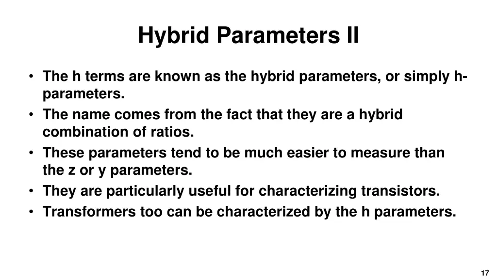 hybrid parameters ii
