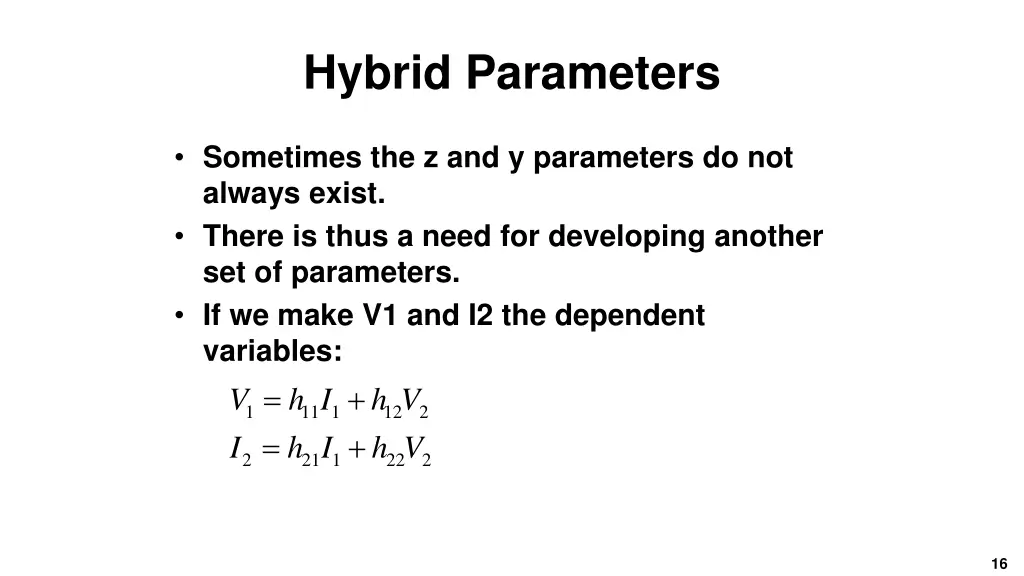 hybrid parameters