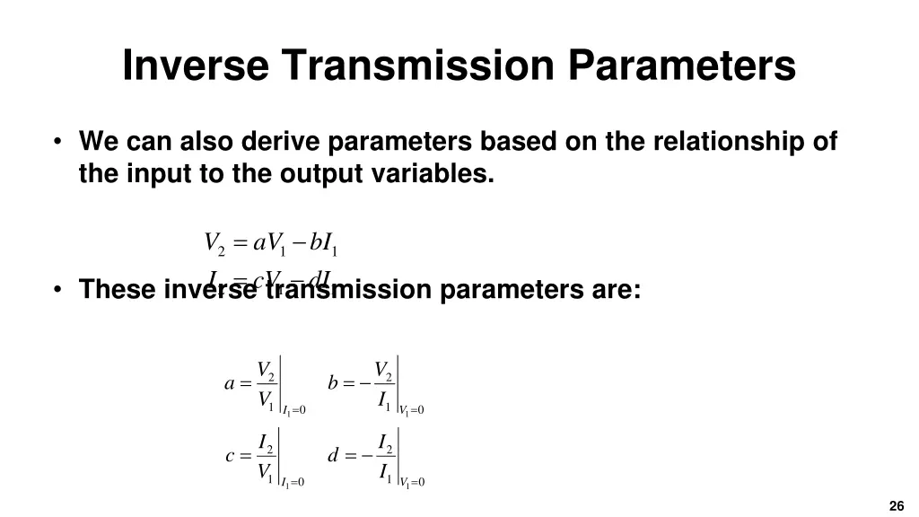 inverse transmission parameters