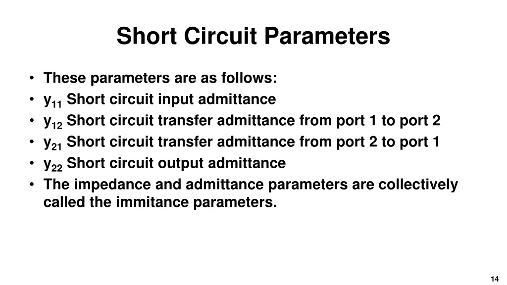 short circuit parameters