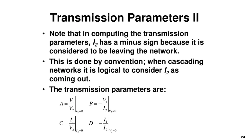 transmission parameters ii