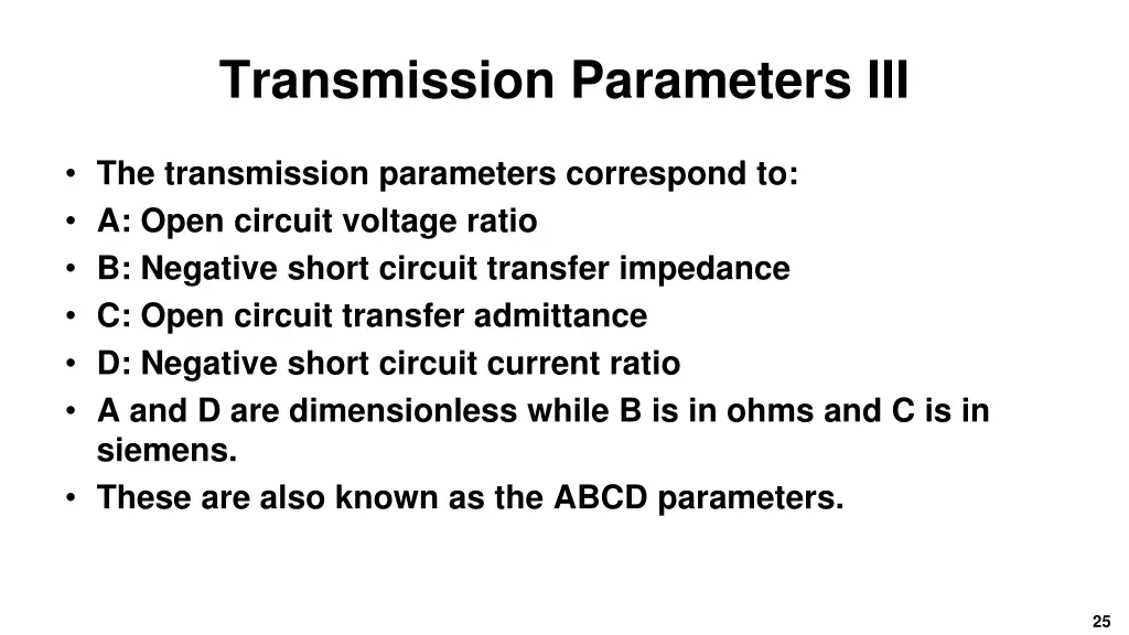 transmission parameters iii