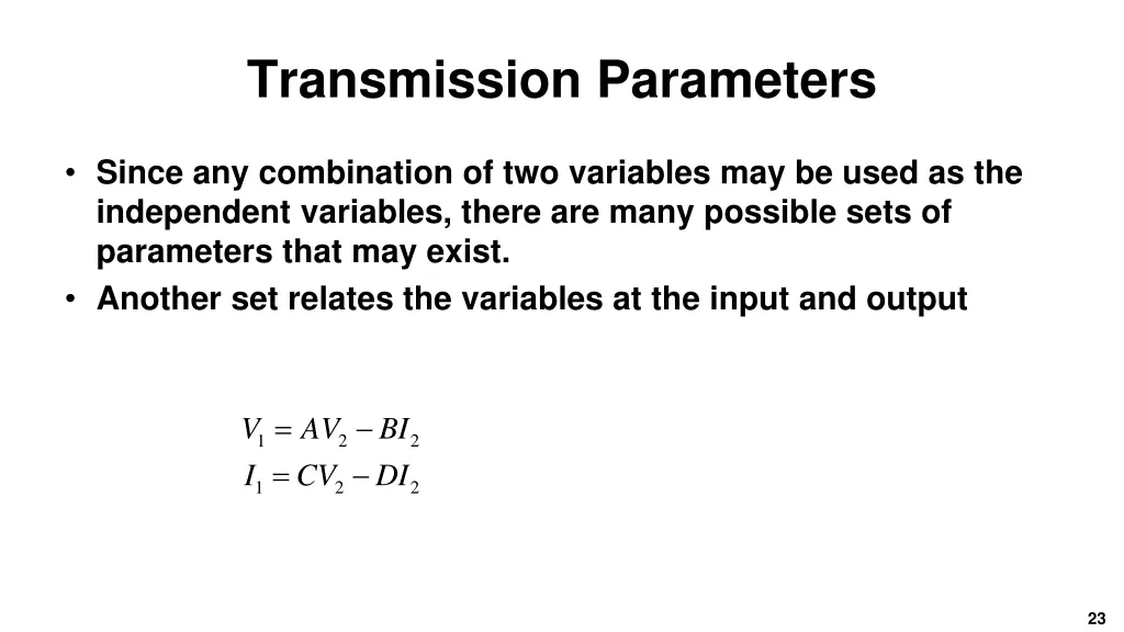 transmission parameters