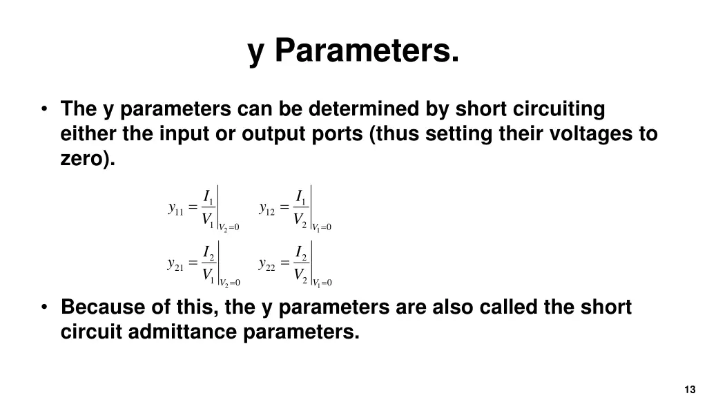 y parameters