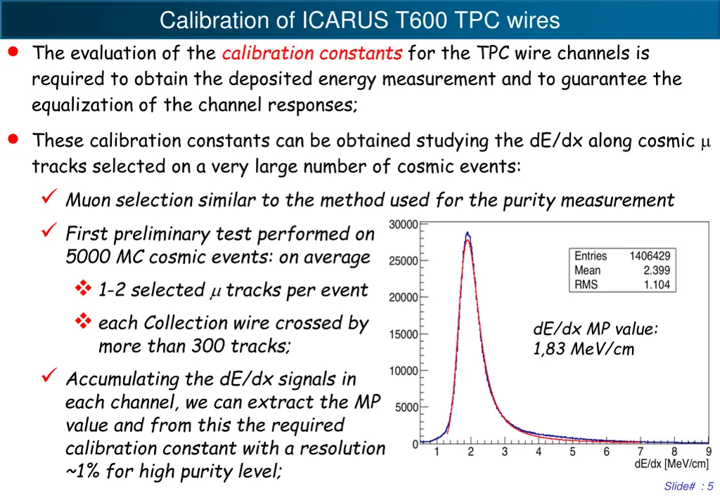 selection of e events calibration of icarus t600