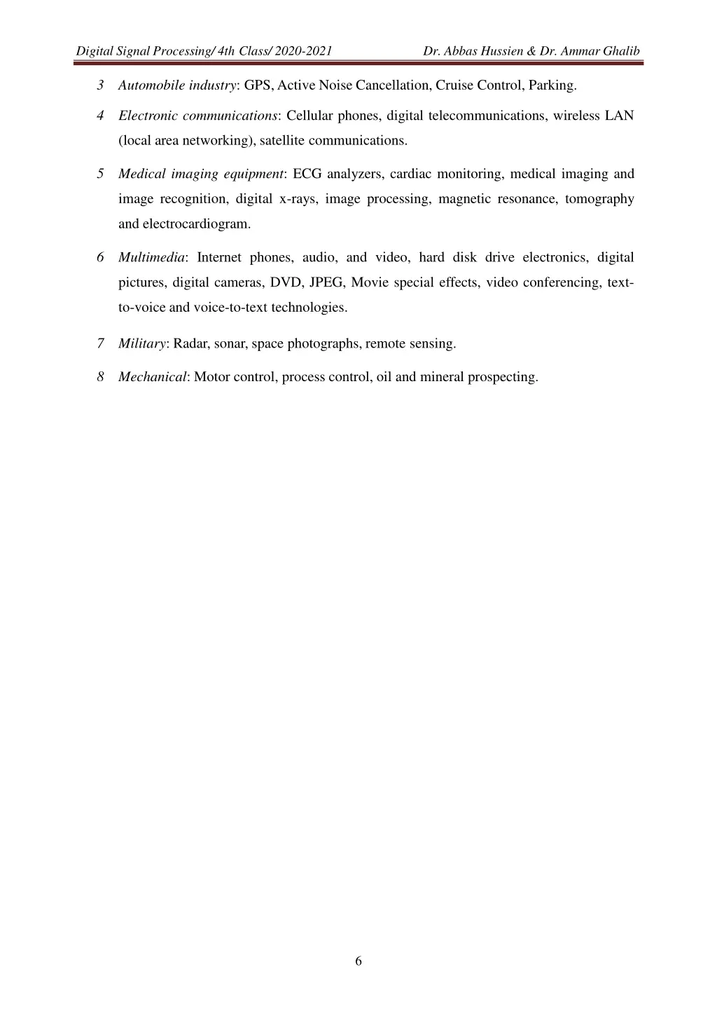 digital signal processing 4th class 2020 2021 3