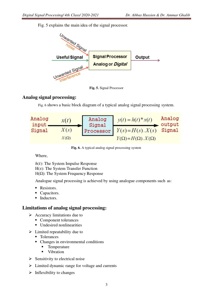 digital signal processing 4th class 2020 2021