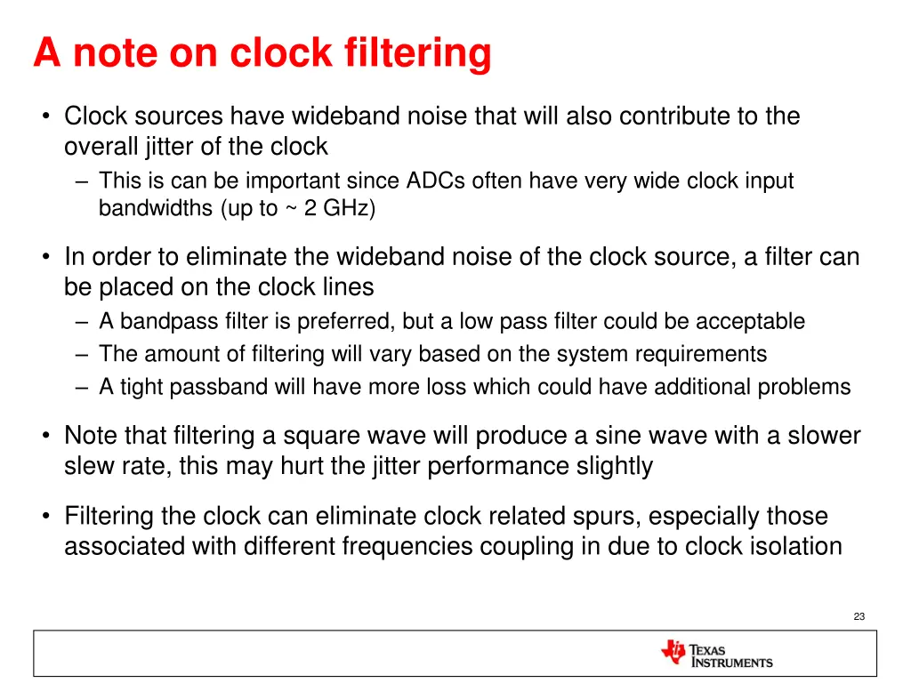 a note on clock filtering