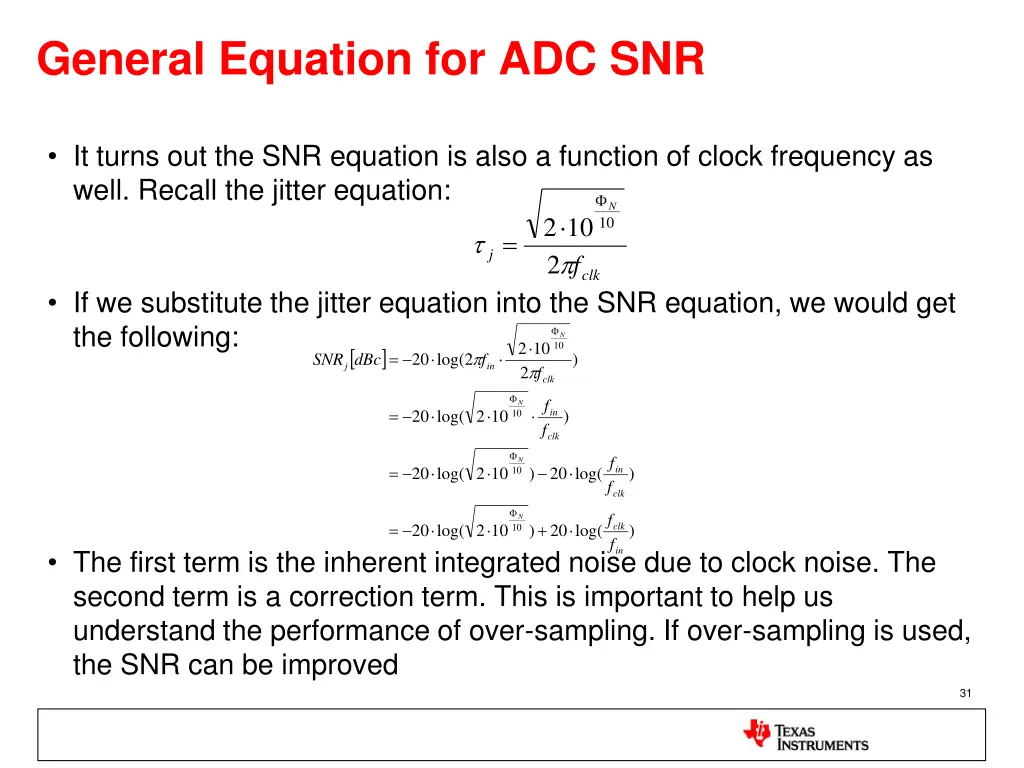 general equation for adc snr