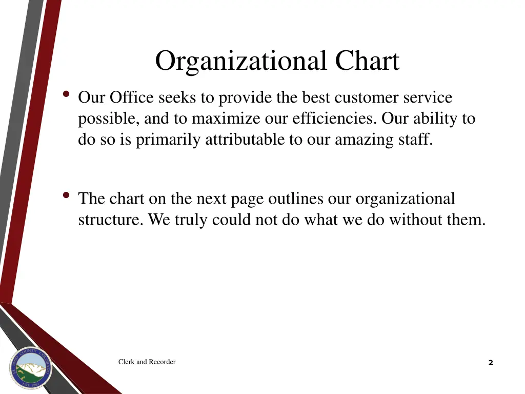 organizational chart our office seeks to provide