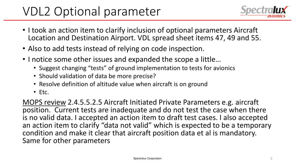 vdl2 optional parameter