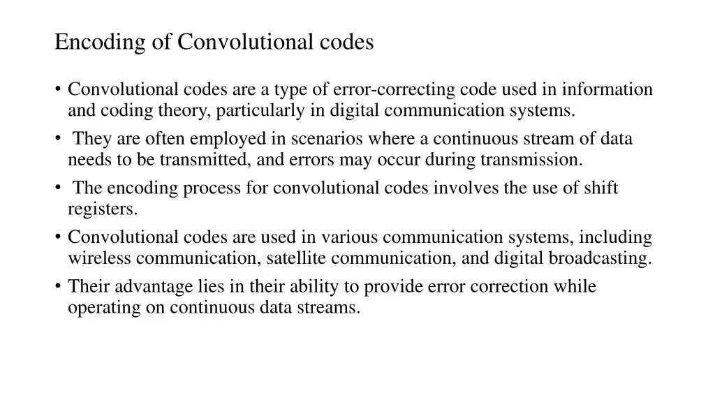 encoding of convolutional codes