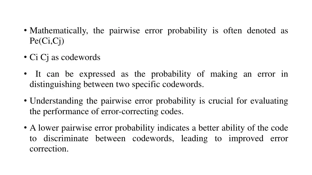 mathematically the pairwise error probability