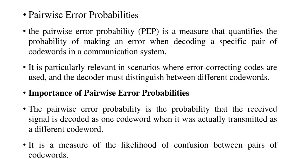 pairwise error probabilit ies