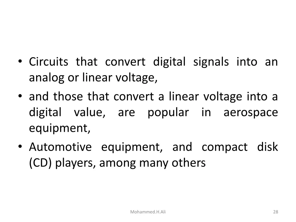 circuits that convert digital signals into