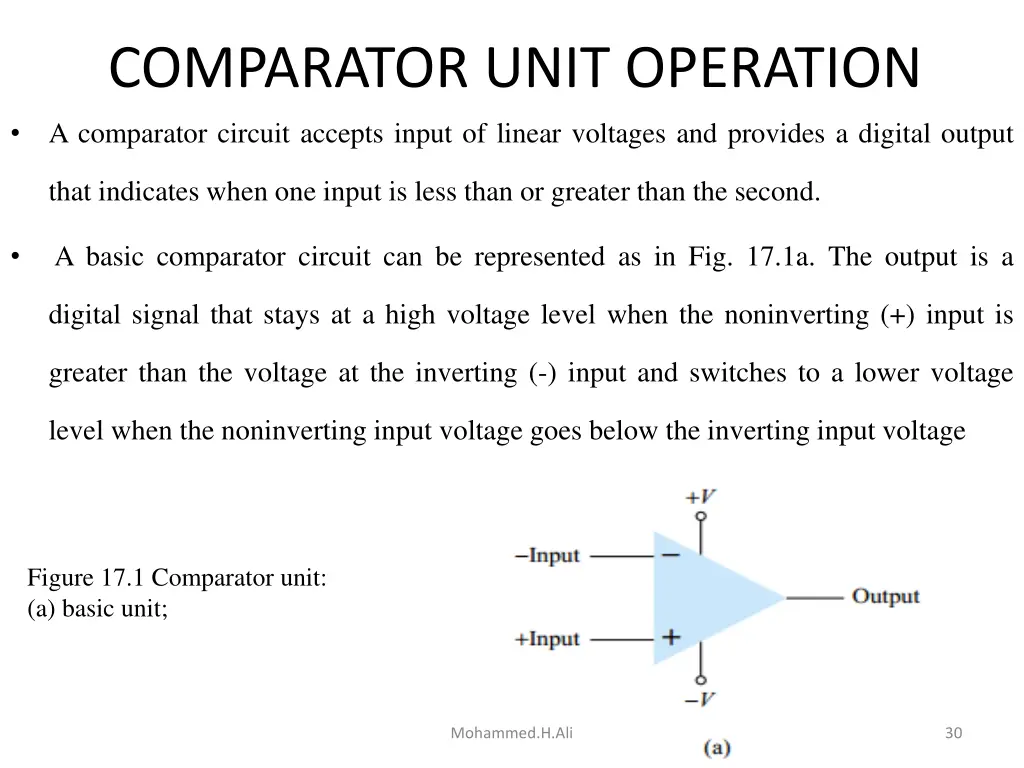 comparator unit operation a comparator circuit