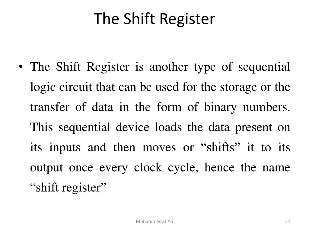 the shift register