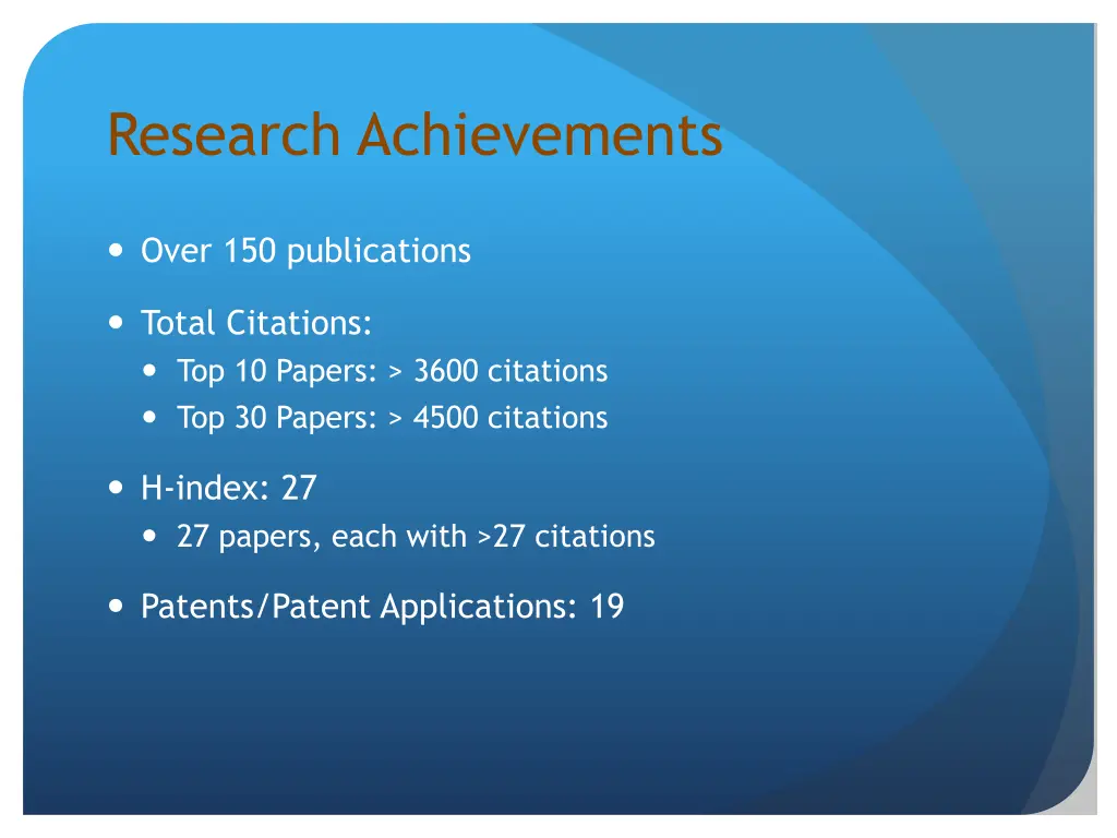 research achievements