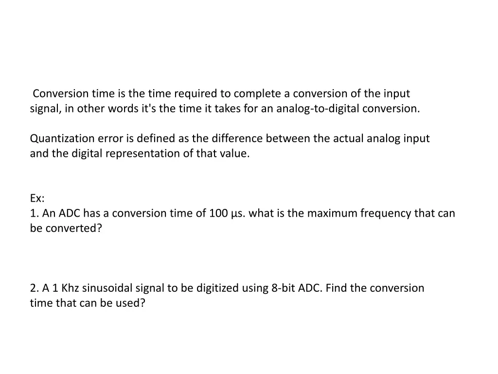 conversion time is the time required to complete