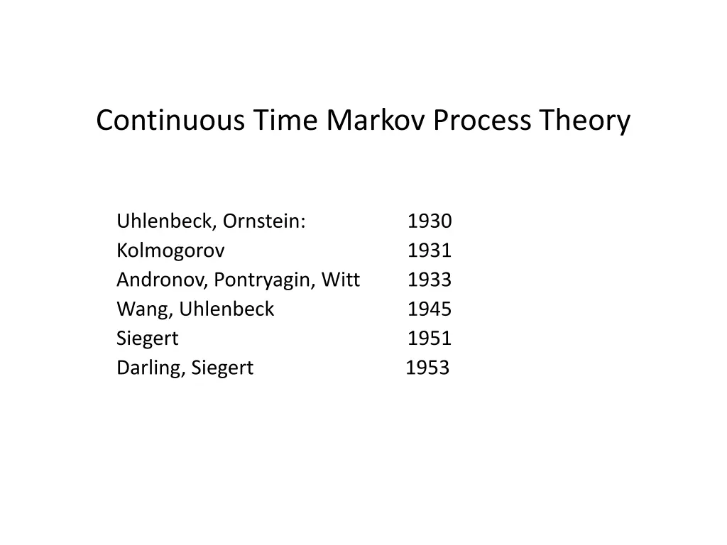 continuous time markov process theory