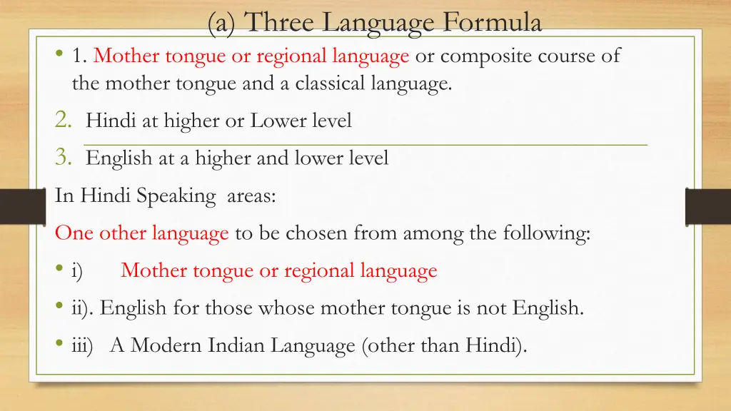 a three language formula 1 mother tongue