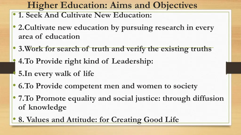 higher education aims and objectives 1 seek