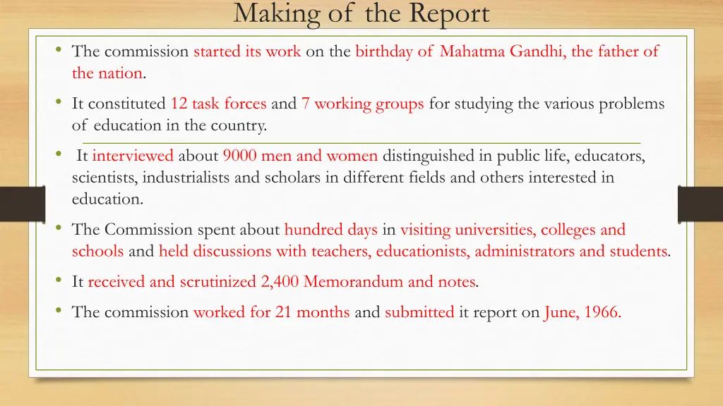 making of the report