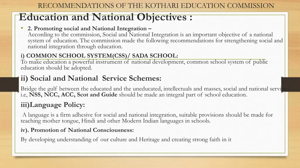 recommendations of the kothari education 2