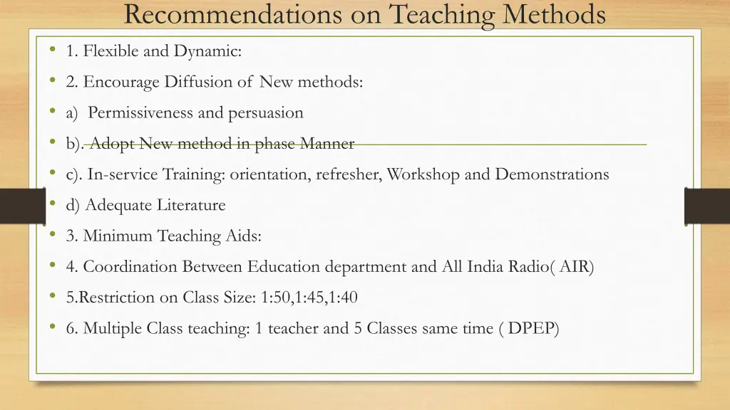 recommendations on teaching methods 1 flexible