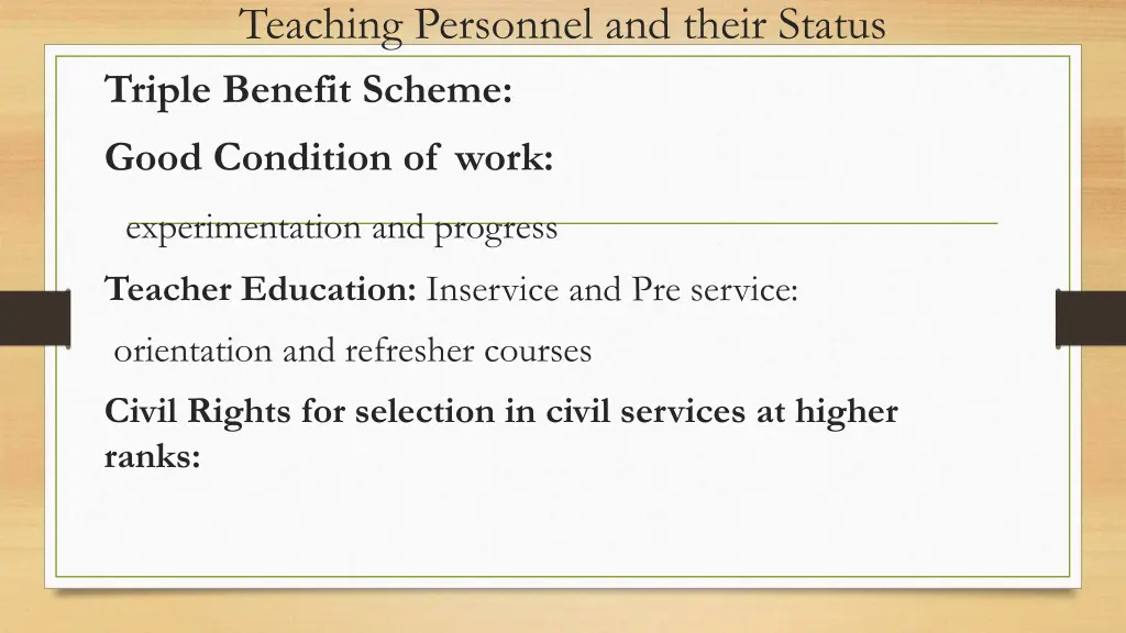 teaching personnel and their status triple