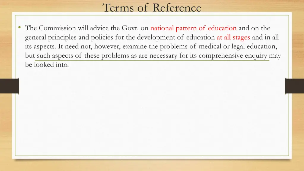 terms of reference