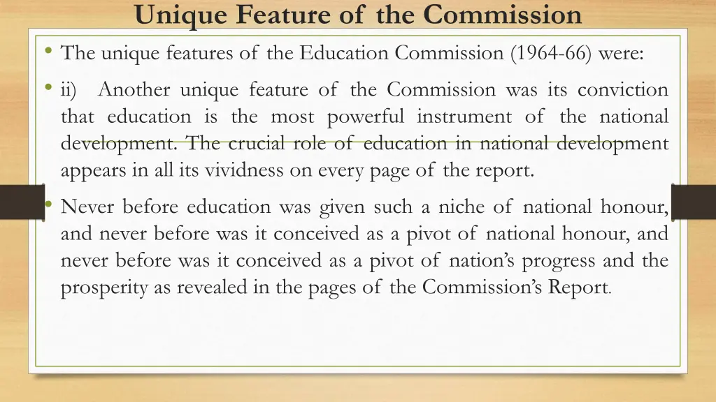unique feature of the commission the unique 1